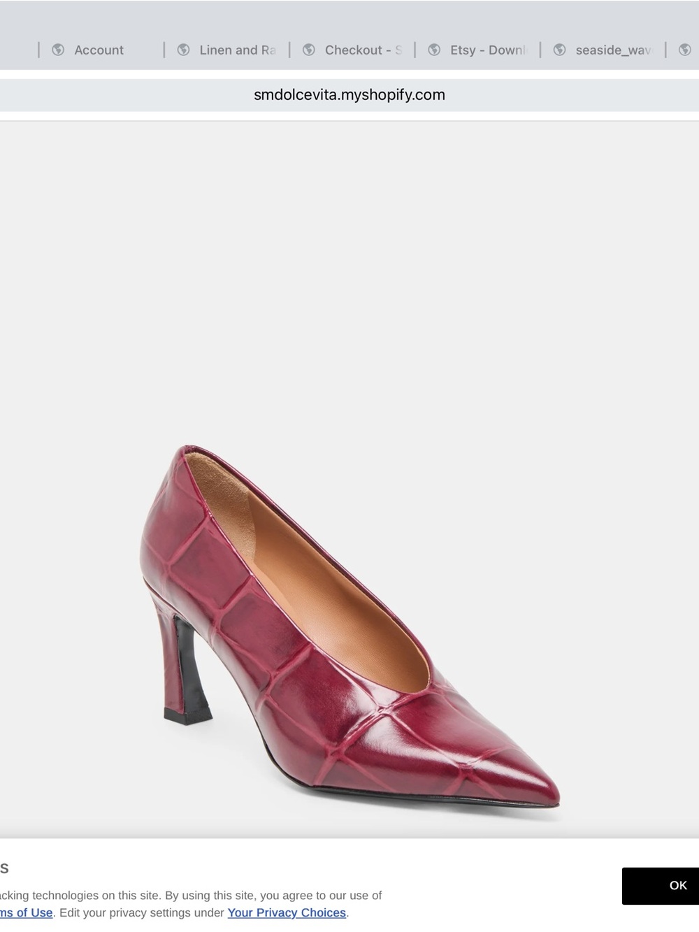Dolce Vita Croc-Embossed Pointed Pump in Wine